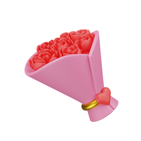 Buquê de flores em forma de coração  3D Icon