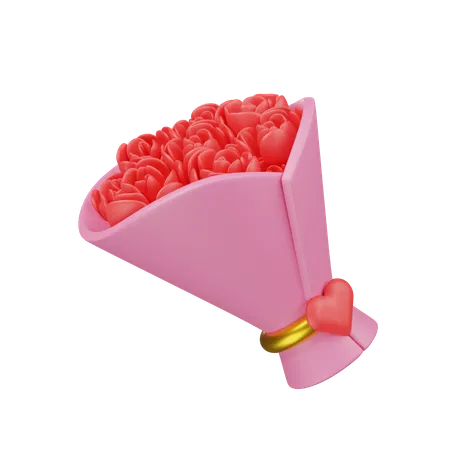 Buquê de flores em forma de coração  3D Icon