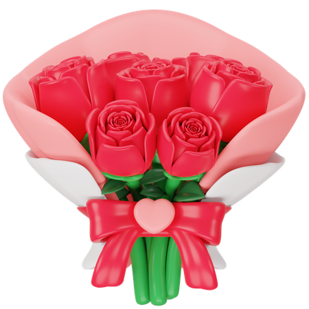 Buquê de flores rosas  3D Icon