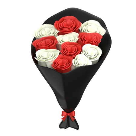 Buquê de flores brancas vermelhas  3D Illustration