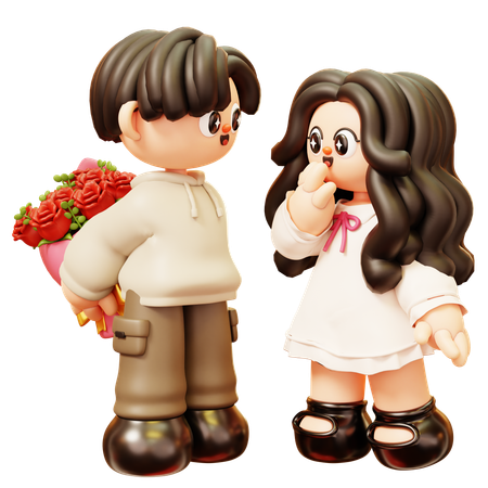 Buquê de rosas surpresa para namorado para namorada  3D Illustration