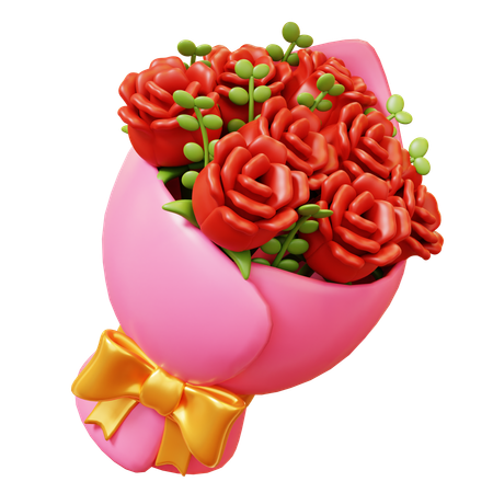 Buquê de rosa vermelha  3D Icon