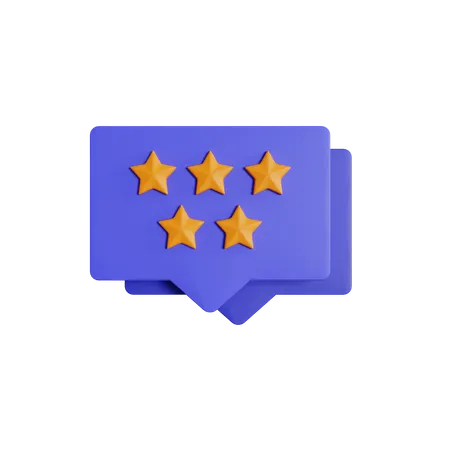 Burbuja de chat de revisión de cinco estrellas  3D Icon