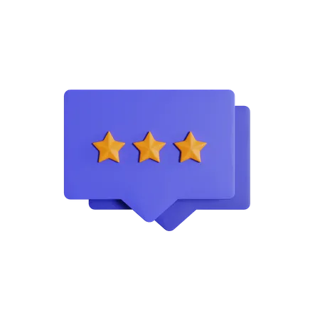 Burbuja de chat de revisión de tres estrellas  3D Icon