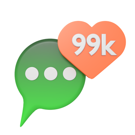 Burbuja de redes sociales con 99.000 me gusta  3D Icon