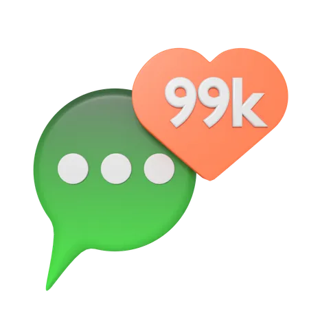 Burbuja de redes sociales con 99.000 me gusta  3D Icon