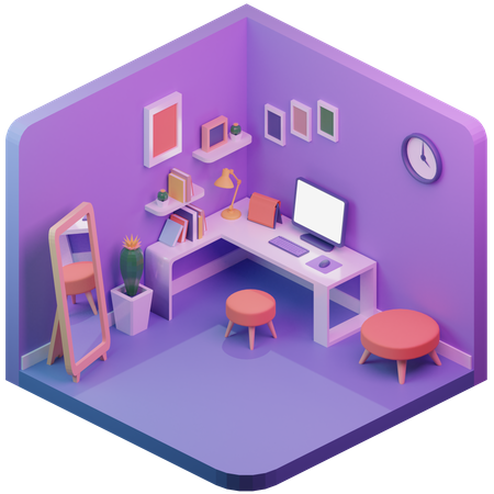 Bureau à domicile  3D Illustration