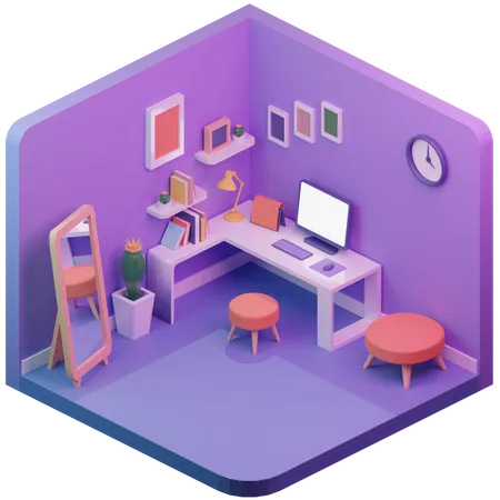 Bureau à domicile  3D Illustration