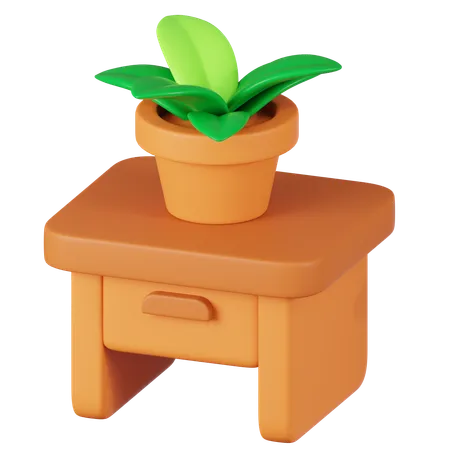 Bureau avec plante  3D Icon