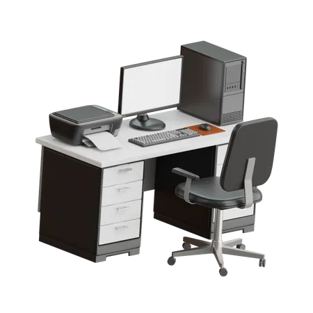 Bureau de travail  3D Icon