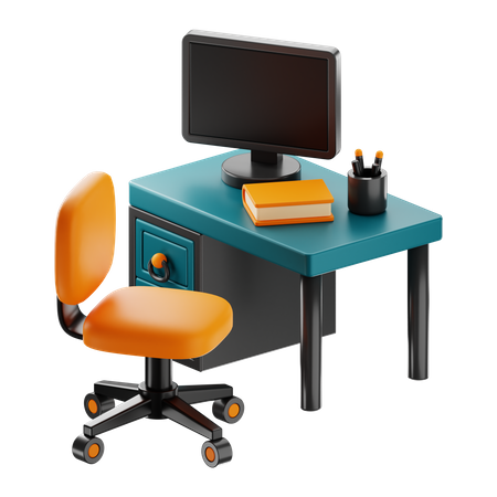 Bureau et chaise  3D Icon