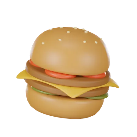 3 D Rendering Of Delicious Cheese Burger 3D Icon