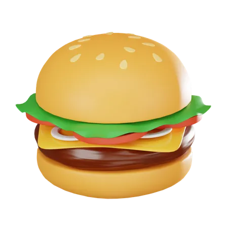 Fast Food With Burger A Delectable Choice For Showcasing Meals Culinary Designs And Food Related Content 3 D Render Illustration 3D Icon