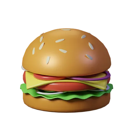 Humberger With Beef Onion Tomato And Cheese Filling 3D Icon