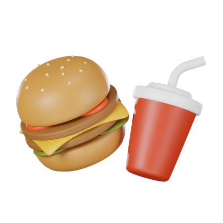 Burger And Soda  3D Icon