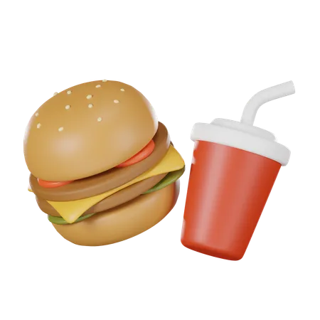 Burger And Soda  3D Icon