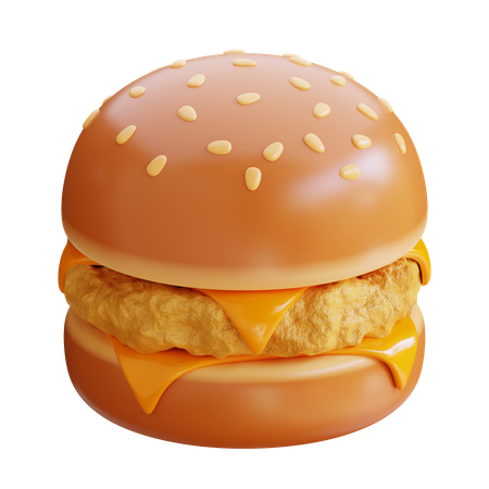 Burger au poulet et au fromage double  3D Icon