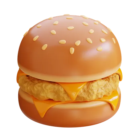 Burger au poulet et au fromage double  3D Icon