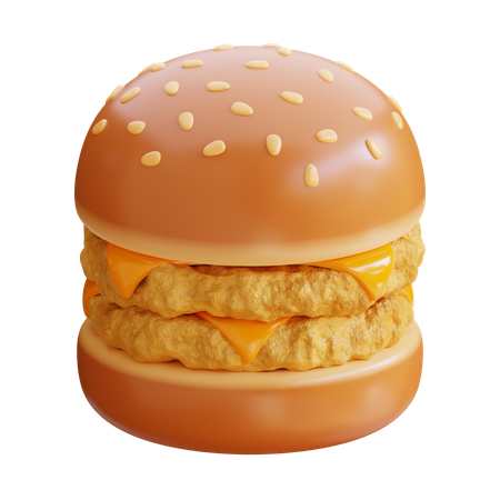 Burger au poulet et au fromage double  3D Icon