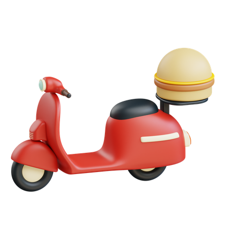 Burger Delivery By Scooter  3D Icon