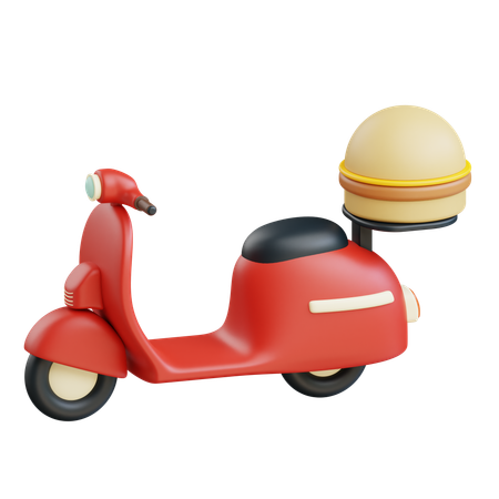 Burger Delivery By Scooter  3D Icon
