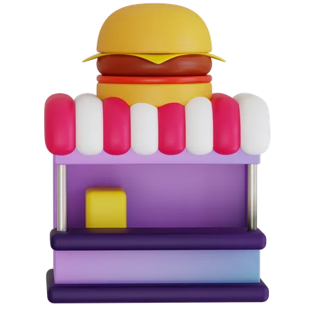 버거 배달 매장  3D Icon