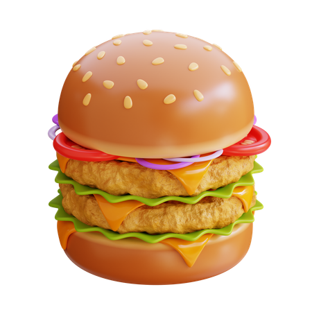 Burger au poulet double  3D Icon