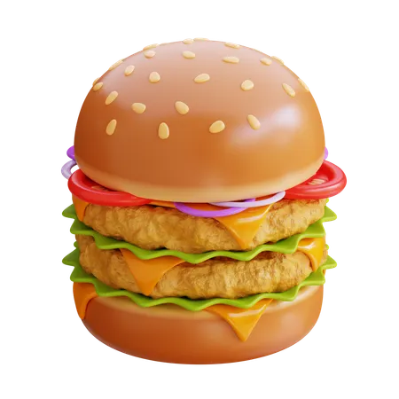 Burger au poulet double  3D Icon