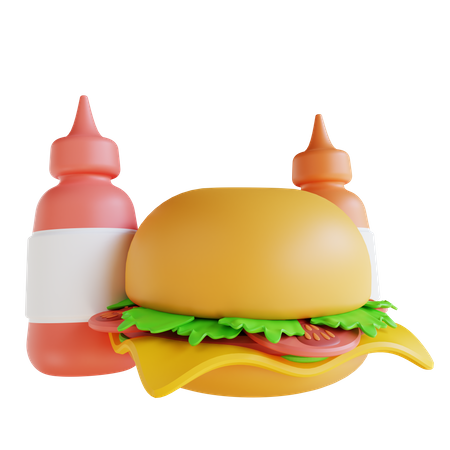Hamburger et sauce  3D Icon