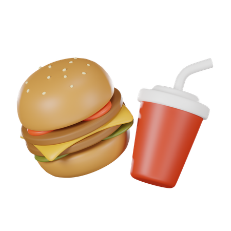 Hamburger et soda  3D Icon