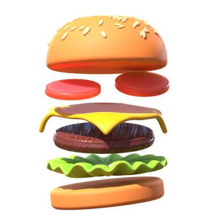 Hamburger flottant  3D Icon