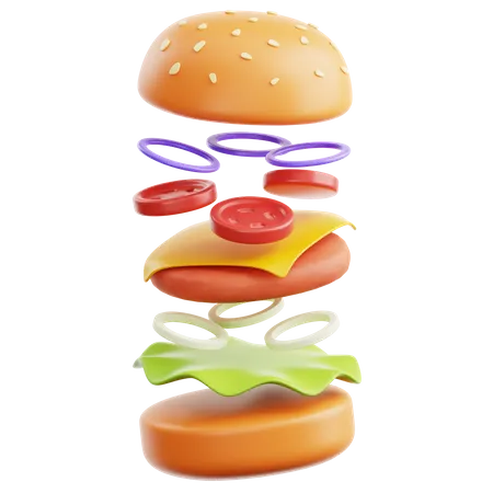 Hamburger flottant  3D Icon