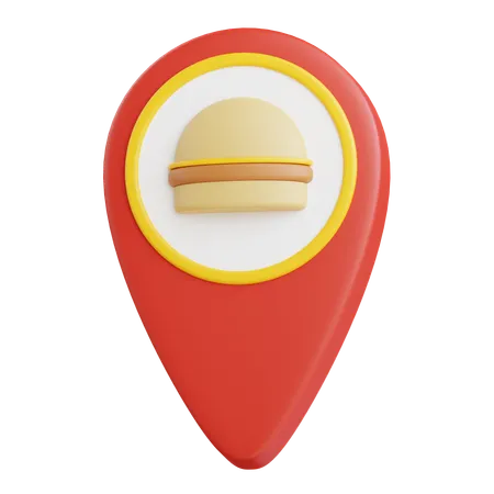 3 D Burger Location Pin Icon Illustration With Transparent Background 3D Icon