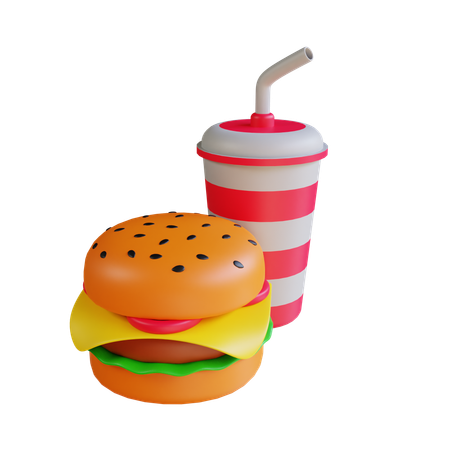 버거 식사  3D Icon