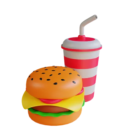 버거 식사  3D Icon