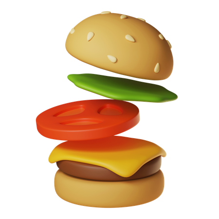 Hamburger ouvert  3D Icon