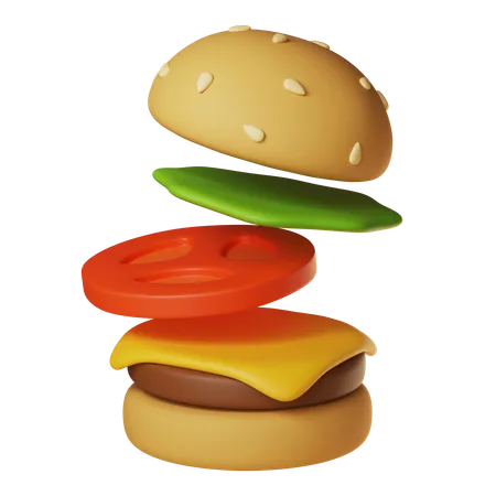 Hamburger ouvert  3D Icon