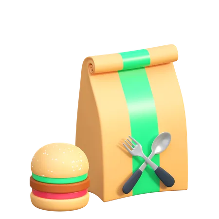 Burger Package Icon Food Delivery 3 D Illustration 3D Icon