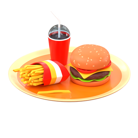 Repas de hamburger  3D Icon