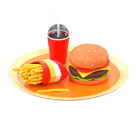 Repas de hamburger  3D Icon