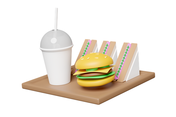 Repas de hamburger  3D Icon