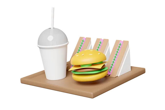 Repas de hamburger  3D Icon