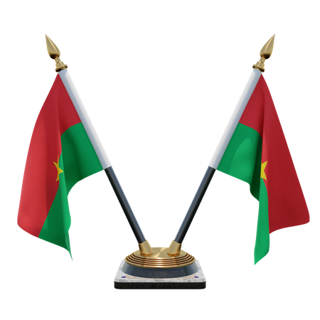 Support de drapeau de bureau double (V) du Burkina Faso  3D Icon