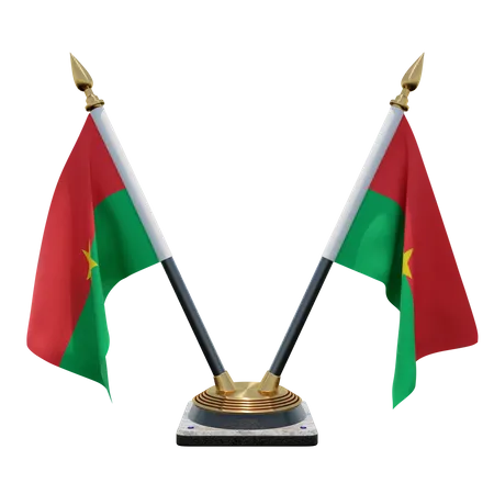 Support de drapeau de bureau double (V) du Burkina Faso  3D Icon