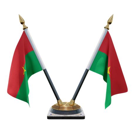 Burkina Faso Double (V) Desk Flag Stand  3D Icon