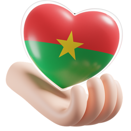 Soin des mains coeur drapeau du Burkina Faso  3D Icon