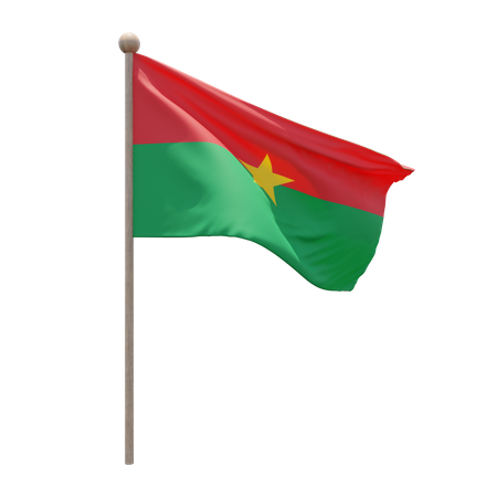 Burkina Faso Flag Pole  3D Illustration