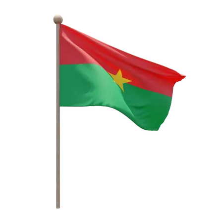 Burkina Faso Flag Pole  3D Illustration