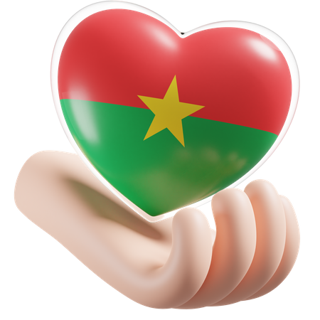 Burkina Faso Flagge Herz Handpflege  3D Icon