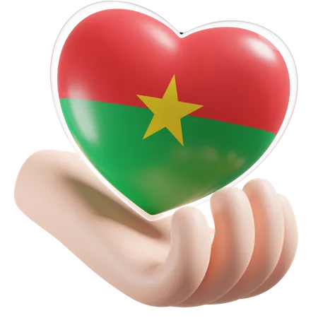 Burkina Faso Flagge Herz Handpflege  3D Icon